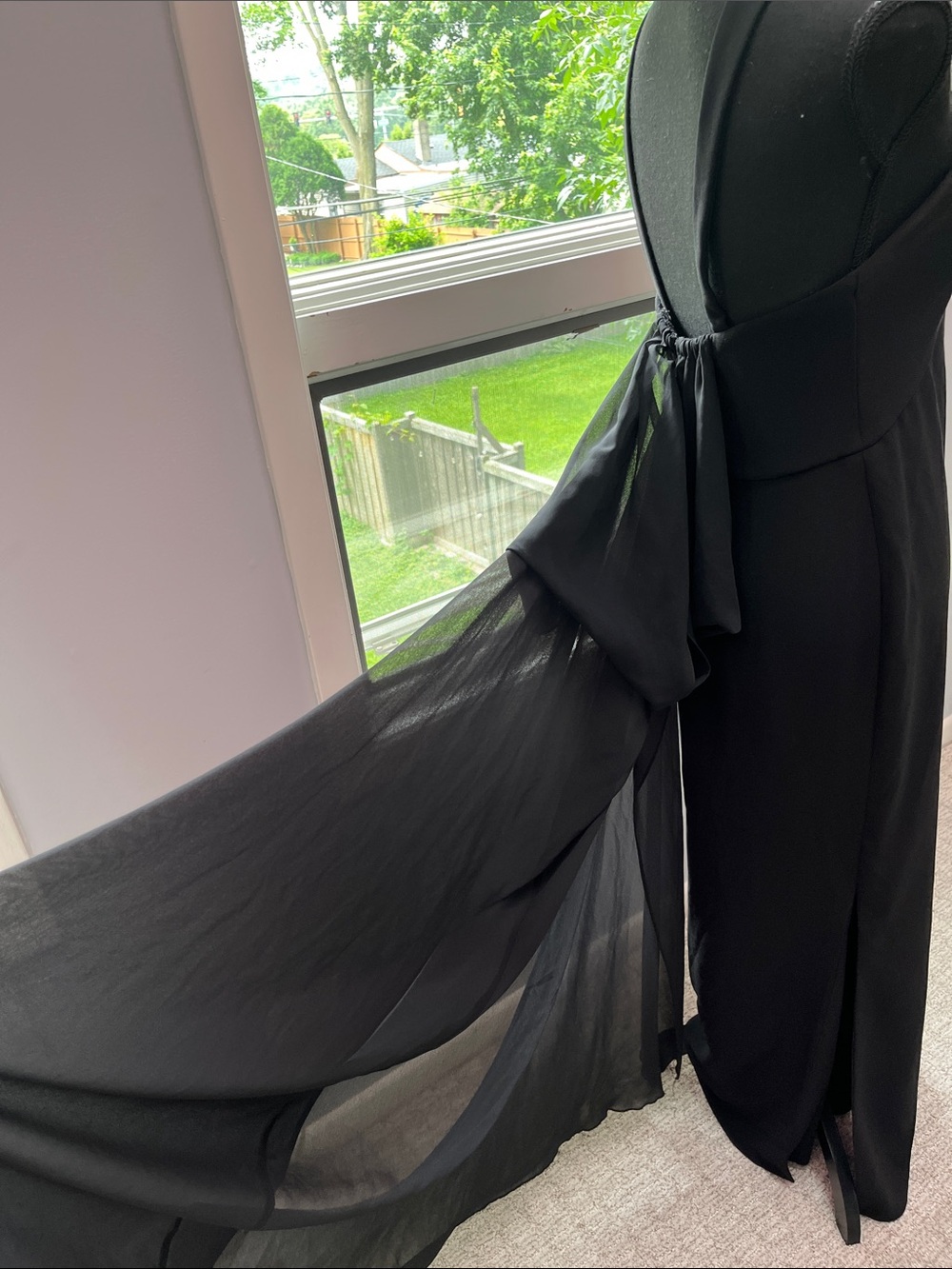 Pronovias Barcelona Black Cross-Neck Maxi Gown with Back Detail - Picture 11 of 15